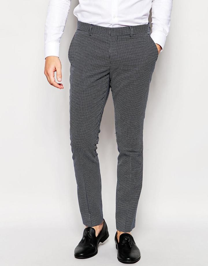 Selected Homme Textured Jacquard Pants In Skinny Fit - Navy