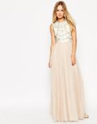 Needle & Thread Embellished Lace Bodice Evening Dress - Cream
