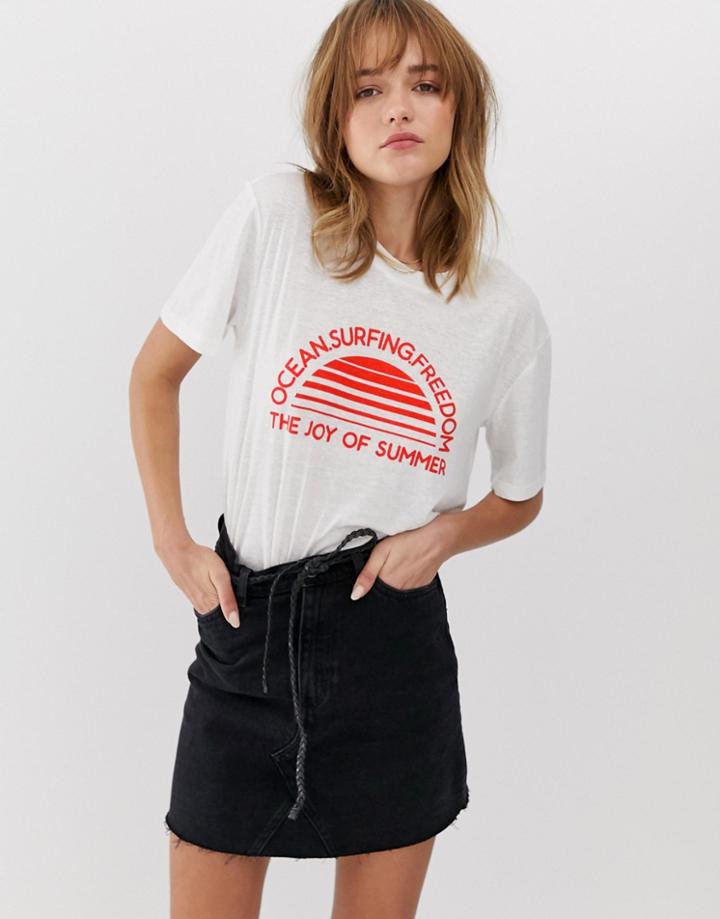 Jdy Sunset Slogan T-shirt - White