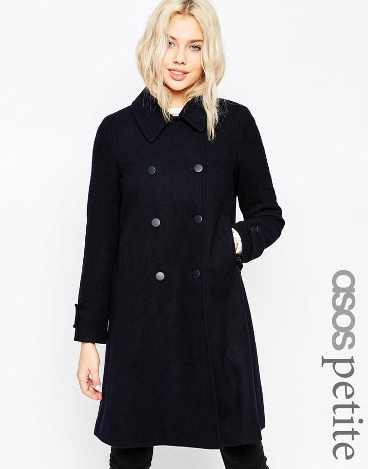 Asos Petite A-line Coat - Navy