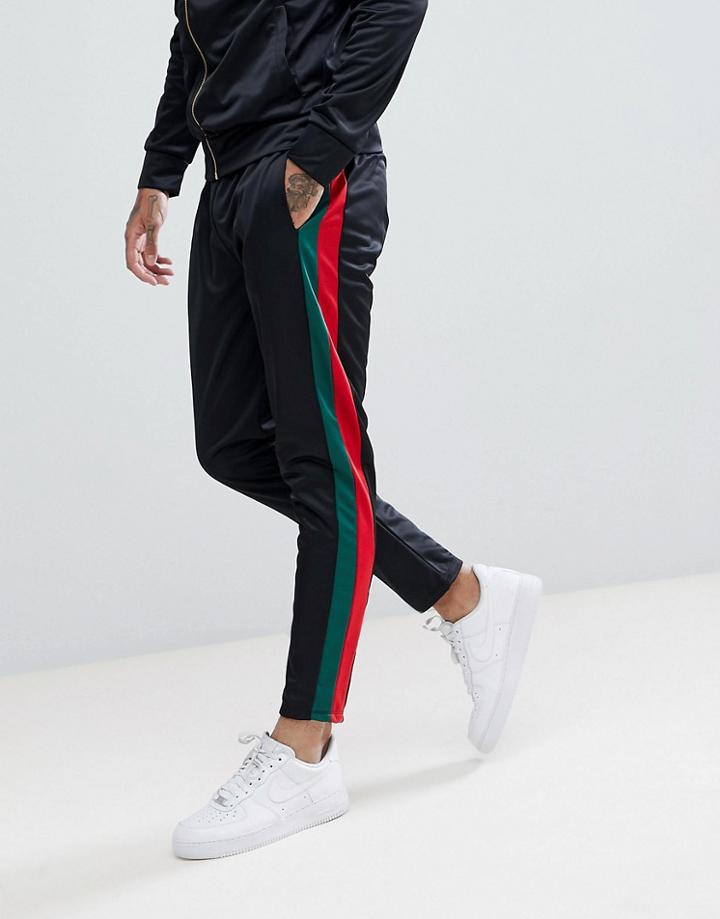 Criminal Damage Skinny Joggers In Black With Side Stripes - Black
