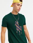 Polo Ralph Lauren College Stripe Player Front Print T-shirt In College Green