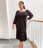 Yours Square Neck Tierred Ditsy Dress In Rose Print-multi