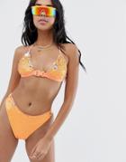 Jaded London Buckle Two Tone Sequin Bikini Top In Multi - Multi