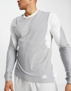 Adidas Yoga 2-tone Long Sleeve T-shirt In Gray