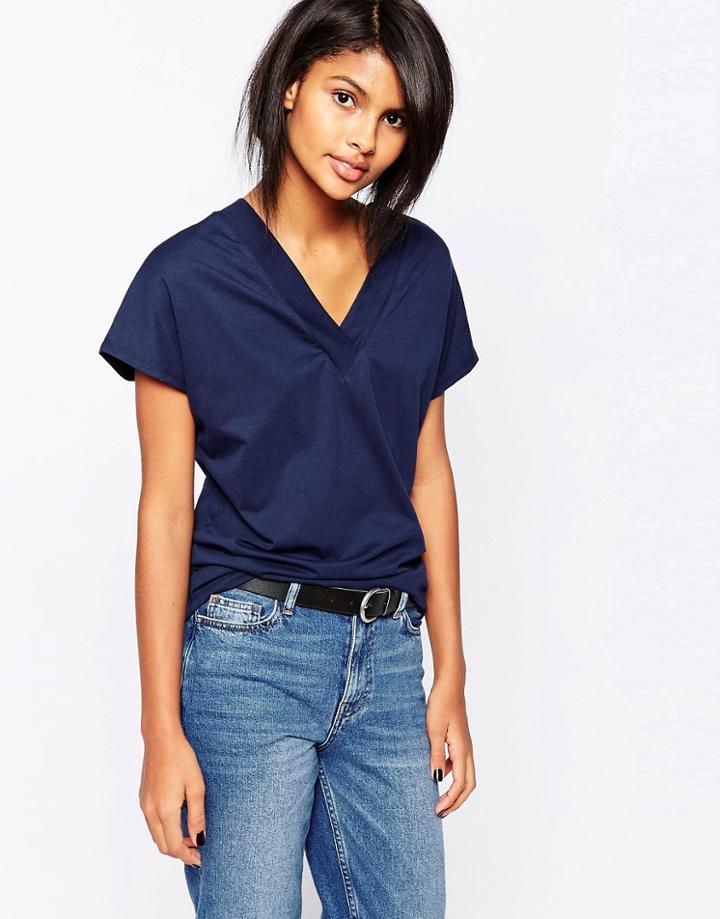 Vila V Neck T-shirt - Navy