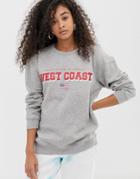 Daisy Street Boyfriend Sweatshirt With West Coast Print - Gray