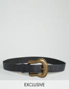 Retro Luxe London Western Buckle Waist Belt - Black
