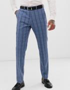 Harry Brown Slim Fit Summer Check Suit Pants-blue
