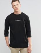 Asos Oversized 3/4 Sleeve T-shirt With Roman Numeral Print - Black