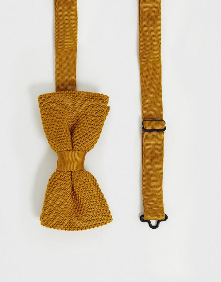 Twisted Tailor Knitted Bow Tie In Mustard