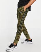 Adidas Sweatpants With Three Stripes In Khaki Camo-green