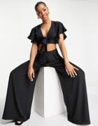 Asos Design Wide Leg Pant In Black - Part Of A Set