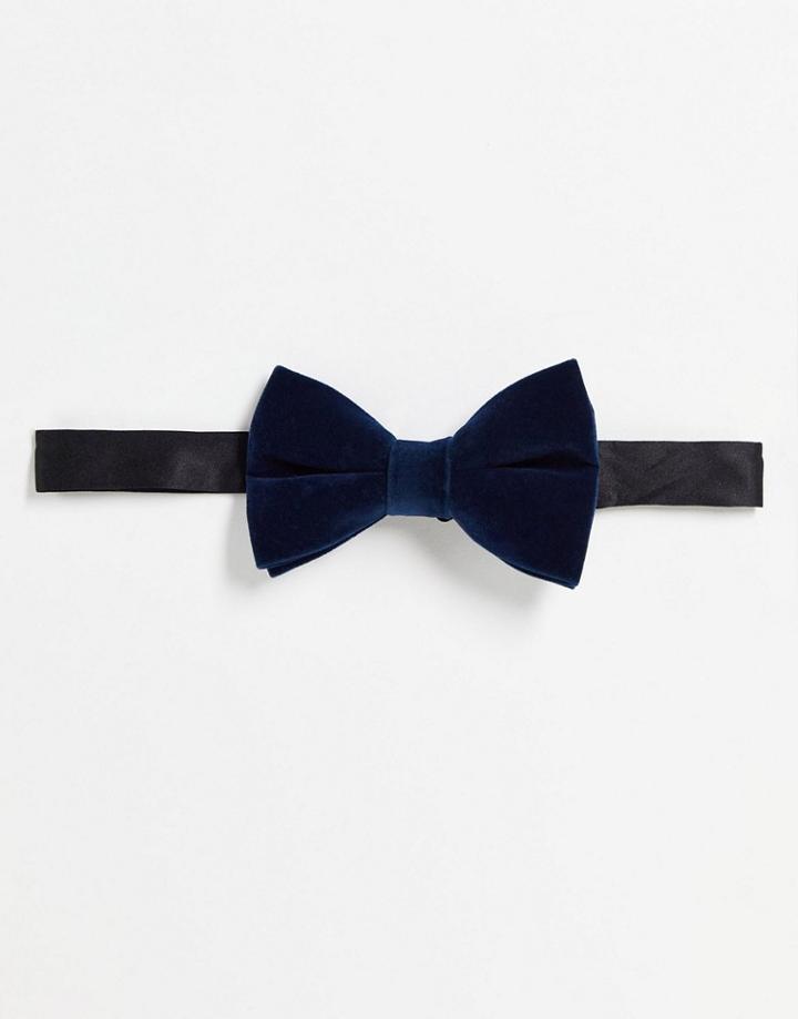 Asos Design Velvet Tie In Navy