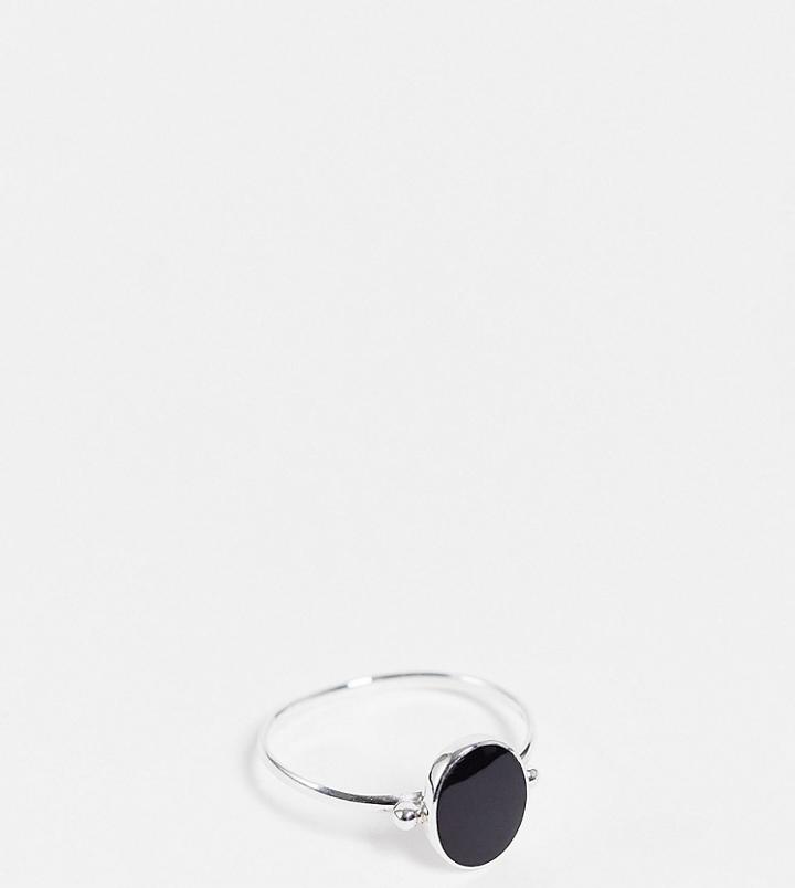 Kingsley Ryan Curve Black Oval Ring In Sterling Silver