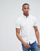 Only & Sons Short Sleeve Slim Fit Stretch Cotton Shirt - White