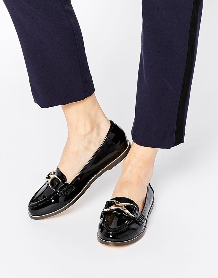 London Rebel Sally Loafers - Black Patent