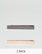 Asos 2 Pack Tie Bars In Rose Gold And Gunmetal - Multi