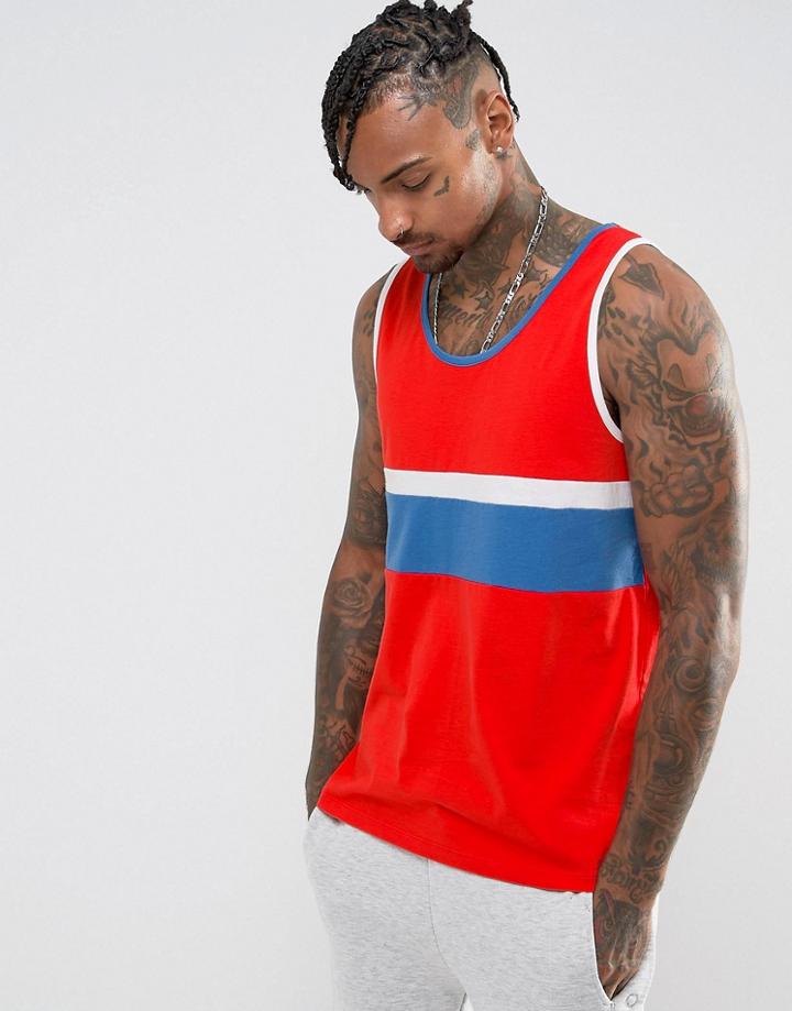 Asos Skater Tank With Color Blocking In Red - Red