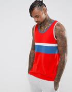 Asos Skater Tank With Color Blocking In Red - Red