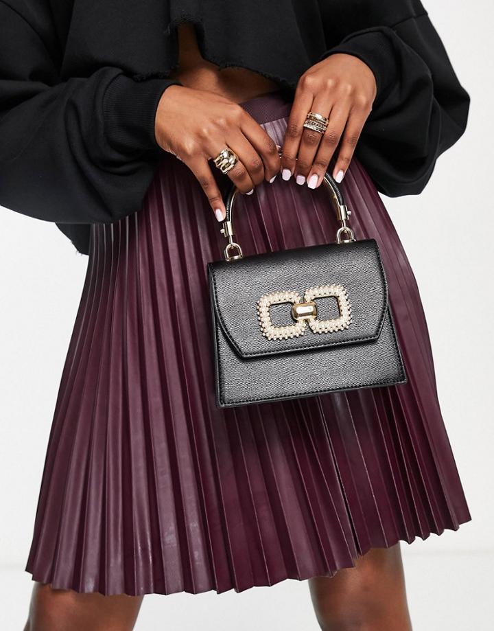 Aldo Oneana Cross Body Bag With Gold Detail In Black