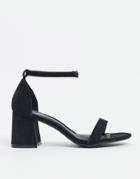 Missguided Barely There Mid Block Heel In Black