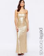 Lipstick Boutique Petite Bandeau Maxi Dress In Sequins - Gold
