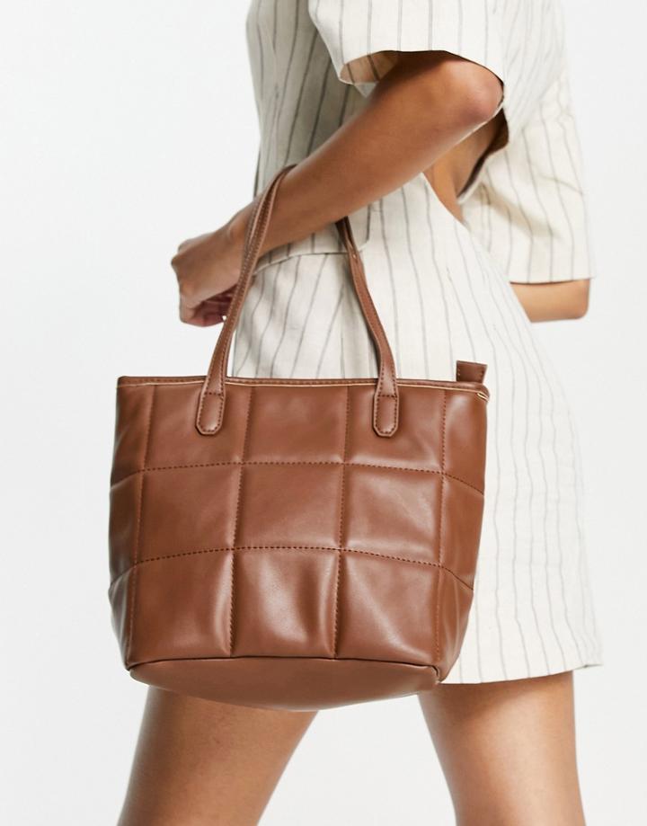 Truffle Collection Quilted Shopper Bag In Brown