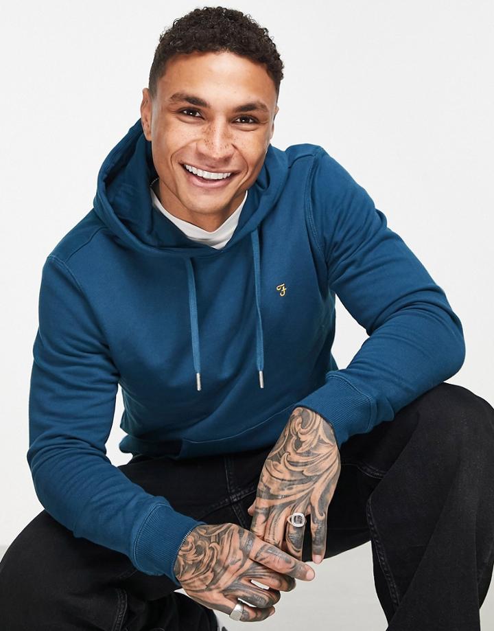 Farah Long Sleeve Hoodie In Navy