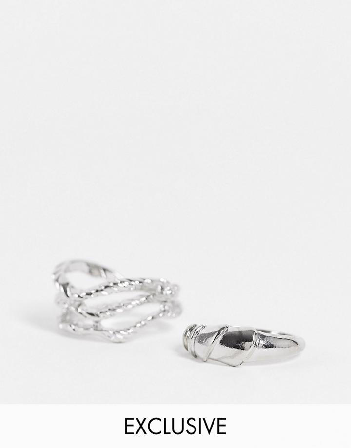 Reclaimed Vintage Inspired Minimal Rings In Silver 2 Pack