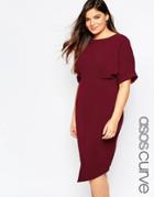Asos Curve Wiggle Dress With Split Front - Red