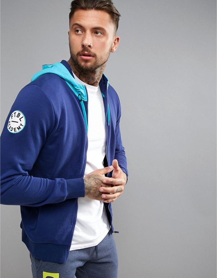 Umbro Zip Thru Hoodie In Blue - Blue