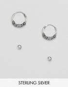 Kinsgley Ryan Sterling Silver Bali Hoops & Stud Earrings - Silver