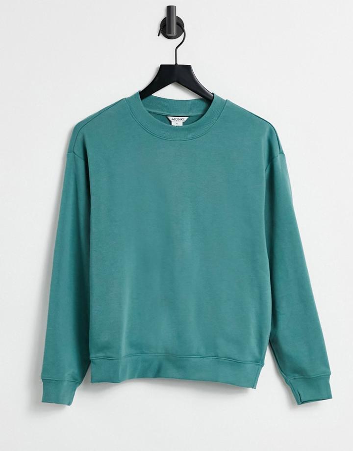 Monki Nana Organic Cotton Sweatshirt In Petrol Green