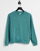 Monki Nana Organic Cotton Sweatshirt In Petrol Green