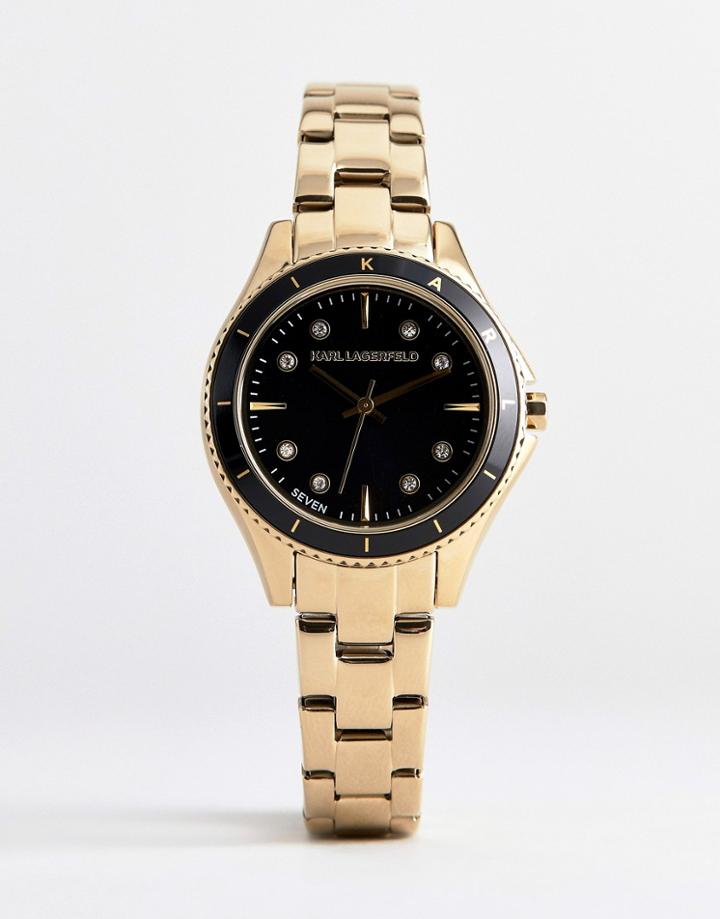 Karl Lagerfeld Kl1641 Ladies Gold Plated Watch With Black Dial - Gold