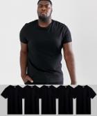 Asos Design Plus 5 Pack Organic T-shirt With Crew Neck Save-black