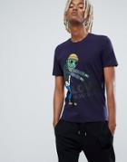 Love Moschino T-shirt In Navy With Zombie Print - Blue