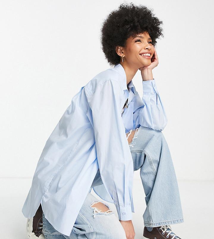 New Look Tall Oversized Shirt In Light Blue