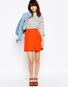 Asos A-line Linen Skirt With Pocket Detail - Tangerine