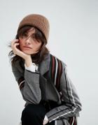 Asos Cashmere & Wool Mix Beanie - Brown