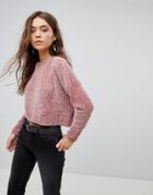 Only Chenille Crop Sweater - Pink