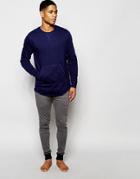 Asos Loungewear Sweatshirt In Blue With Curved Hem - Blue
