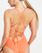 Nike Swimming Tie Back Swimsuit In Bright Red