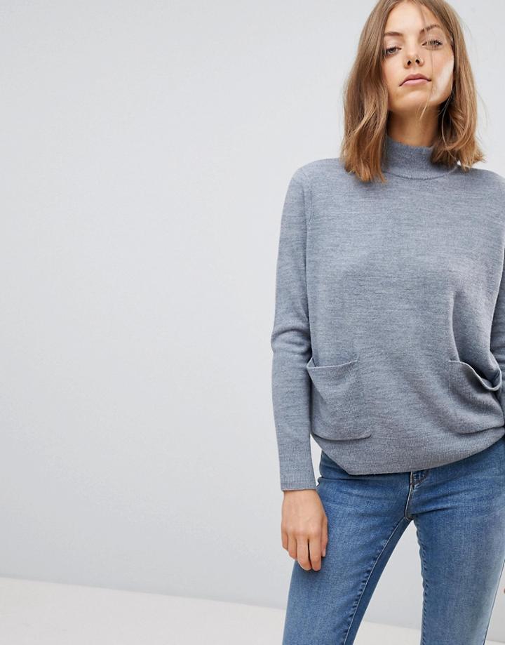 Vero Moda Front Pocket Sweater - Gray