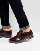 Base London Turner Leather Hi Shine Brogue Shoes In Red - Red