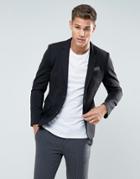 Celio Slim Fit Jersey Blazer In Black - Black