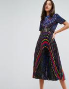 Skeena S Midi Dress In Allover Print With Pleated Skirt - Multi