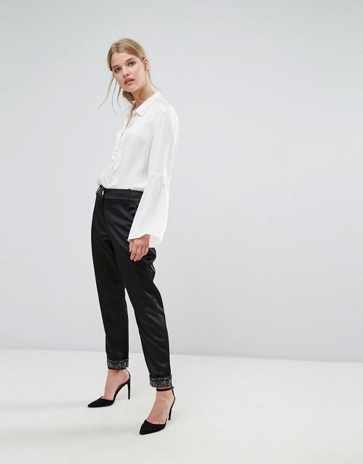 Ted Baker Skinny Printed Cuff Ankle Grazer - Black