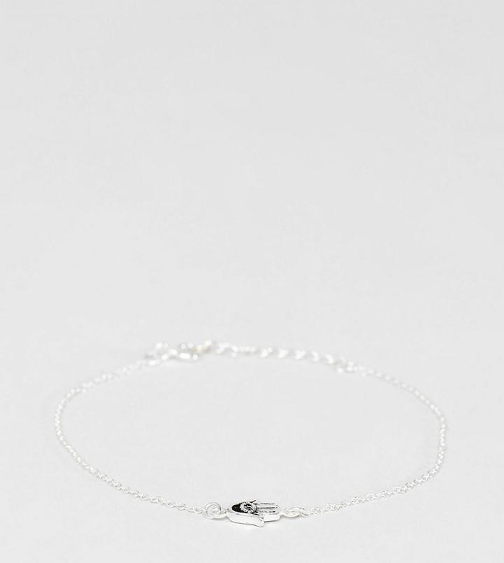 Asos Design Sterling Silver Hamsa Hand Bracelet - Silver